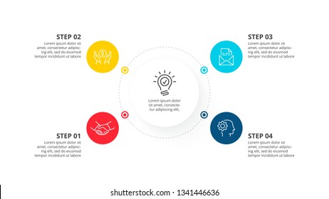 Vector infographic template with circles. Business concept with 4 options.