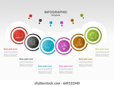 Vector infographic template with circles. Concept with options. For workflow layout, timeline infographics, diagram, flowchart, processes, business step options, banner, web design, presentation.
