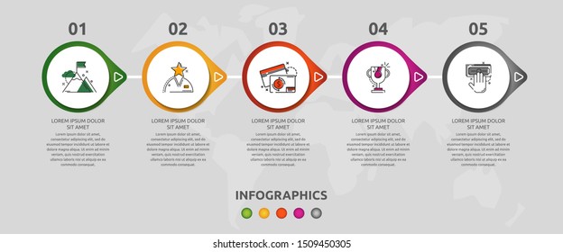 Vector infographic template circles for five arrow, diagram, graph, presentation. Business concept with 5 options. Blank space for content, step for step, timeline, workflow, marketing, web