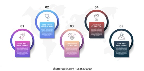 Vector infographic template circles for five label, diagram, graph, presentation. Business concept with 5 options. For content, steps, timeline, workflow, marketing, banner, levels, web, chart
