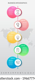 Vector infographic template circles for five icons, diagram, graph, presentation. Business concept with 5 options. For content, steps, timeline, levels, web, chart