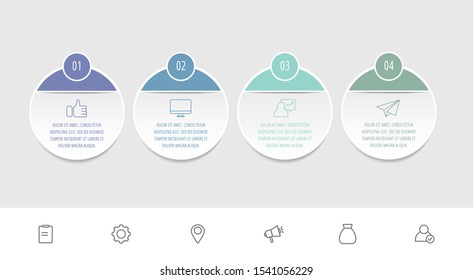 Vector infographic template circles for four paper label, diagram, graph, presentation. Business concept with 4 options. Blank space for content, step for step, timeline, workflow, marketing, web