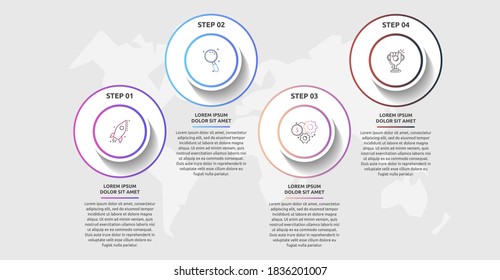Vector infographic template circles for four icons, diagram, graph, presentation. Business concept with 4 options. For content, flowchart, steps, timeline, workflow, marketing, banner, web, chart