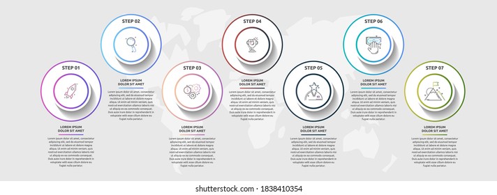 Vector infographic template circles for seven icons, diagram, graph, presentation. Business concept with 7 options. For content, flowchart, steps, timeline, marketing, banner, levels, web, chart