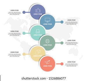 Vector infographic template circles for six paper label, diagram, graph, presentation. Business concept with 6 options. Blank space for content, step for step, timeline, workflow, marketing, web