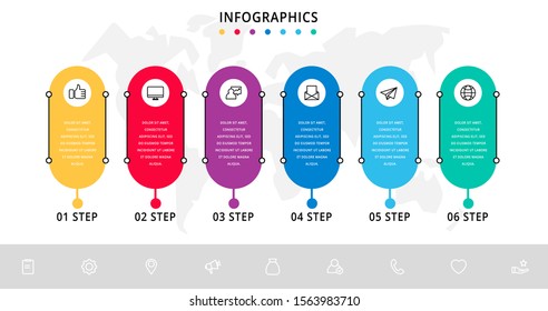 Vector infographic template circles for six paper label, diagram, graph, presentation. Business concept with 6 options. Blank space for content, step for step, timeline, workflow, marketing, web