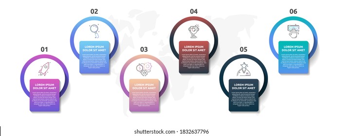círculos de plantilla de infografía vectorial para seis etiquetas, diagrama, gráfico, presentación. Concepto de negocio con 6 opciones. Para contenido, diagrama de flujo, línea de tiempo, flujo de trabajo, marketing, banner, niveles, web, gráfico