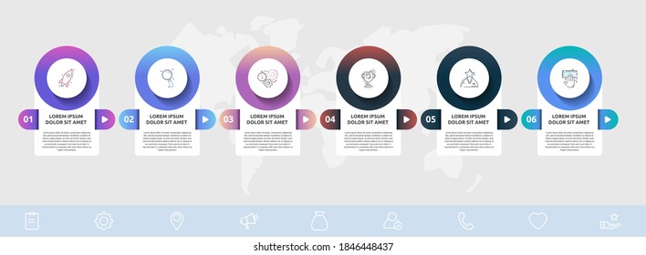 Vector infographic template circles for six label, diagram, graph, presentation. Business concept with 6 options. For content, flowchart, timeline, workflow, marketing, banner, levels, web, chart