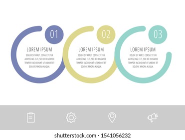 Vector infographic template circles for three paper label, diagram, graph, presentation. Business concept with 3 options. Blank space for content, step for step, timeline, workflow, marketing, web