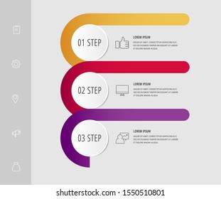 Vector infographic template circles for three paper label, diagram, graph, presentation. Business concept with 3 options. Blank space for content, step for step, timeline, workflow, marketing, web