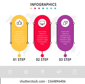 Vector infographic template circles for three paper label, diagram, graph, presentation. Business concept with 3 options. Blank space for content, step for step, timeline, workflow, marketing, web