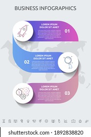 Vector Infographic Template Circles For Three Labels, Diagram, Graph, Presentation. Business Concept With 3 Options. For Content, Steps, Timeline, Workflow, Marketing, Banner, Levels, Web, Chart