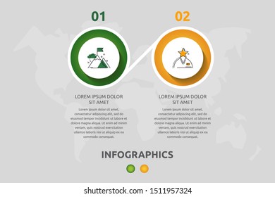 Vector infographic template circles for two paper label, diagram, graph, presentation. Business concept with 2 options. Blank space for content, step for step, timeline, workflow, marketing, web