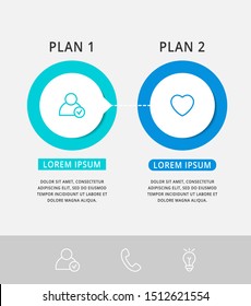 Vector infographic template circles for two paper label, diagram, graph, presentation. Business concept with 2 options. Blank space for content, step for step, timeline, workflow, marketing, web