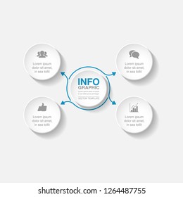Vector infographic template for circular diagram, graph, presentation, chart, business concept with 4 options.