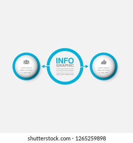 Vector infographic template for circular diagram, graph, presentation, chart, business concept with 2 options.