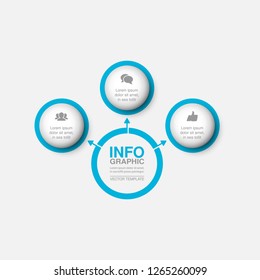 Vector infographic template for circular diagram, graph, presentation, chart, business concept with 3 options.