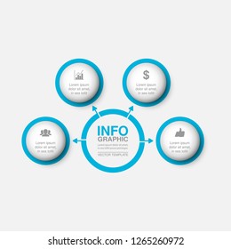 Vector infographic template for circular diagram, graph, presentation, chart, business concept with 4 options.
