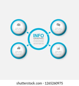Vector infographic template for circular diagram, graph, presentation, chart, business concept with 4 options.