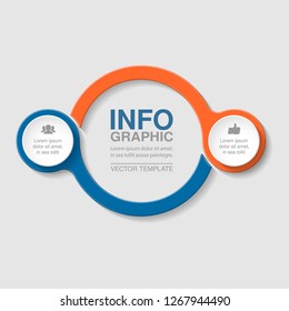 Vector infographic template for circular diagram, graph, presentation, chart, business concept with 2 options.