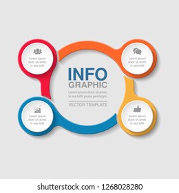 Vector infographic template for circular diagram, graph, presentation, chart, business concept with 4 options.
