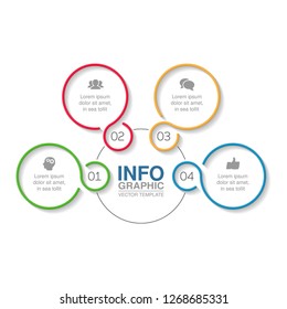 Vector infographic template for circular diagram, graph, presentation, chart, business concept with 4 options.