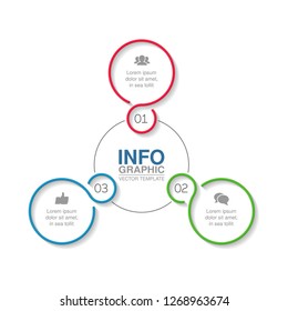 Vector infographic template for circular diagram, graph, presentation, chart, business concept with 3 options.