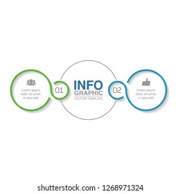 Vector infographic template for circular diagram, graph, presentation, chart, business concept with 2 options.