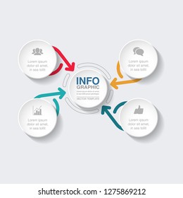 Vector infographic template for circular diagram, graph, presentation, chart, business concept with 4 options.