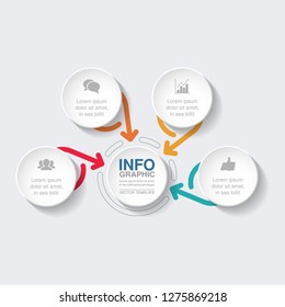 Vector infographic template for circular diagram, graph, presentation, chart, business concept with 4 options.