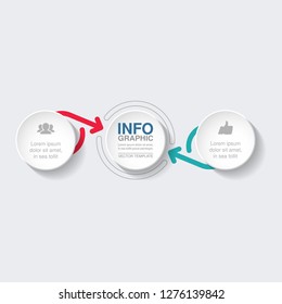 Vector infographic template for circular diagram, graph, presentation, chart, business concept with 2 options.