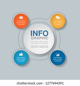 Vector infographic template for circular diagram, graph, presentation, chart, business concept with 4 options.