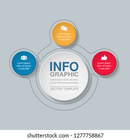Vector infographic template for circular diagram, graph, presentation, chart, business concept with 3 options.