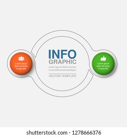 Vector infographic template for circular diagram, graph, presentation, chart, business concept with 2 options.