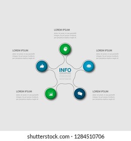 Vector infographic template for circular diagram, graph, presentation, chart, business concept with 5 options.
