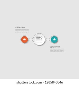 Vector infographic template for circular diagram, graph, presentation, chart, business concept with 2 options.