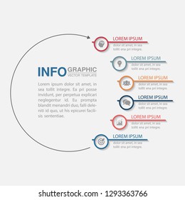 Vector infographic template for circular diagram, graph, presentation, chart, business concept with 6 options.