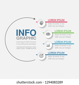 Vector infographic template for circular diagram, graph, presentation, chart, business concept with 4 options.
