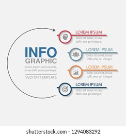 Vector infographic template for circular diagram, graph, presentation, chart, business concept with 4 options.