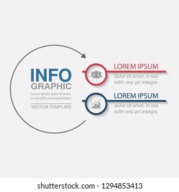 Vector infographic template for circular diagram, graph, presentation, chart, business concept with 2 options.