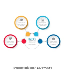 Vector infographic template for circular diagram, graph, presentation, chart, business concept with 4 options.