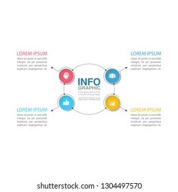 Vector infographic template for circular diagram, graph, presentation, chart, business concept with 4 options.