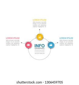 Vector infographic template for circular diagram, graph, presentation, chart, business concept with 3 options.