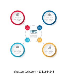 Vector infographic template for circular diagram, graph, presentation, chart, business concept with 4 options.