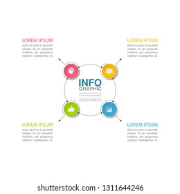 Vector infographic template for circular diagram, graph, presentation, chart, business concept with 4 options.