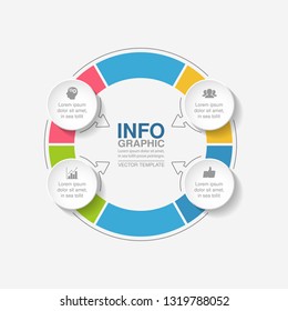 Vector infographic template for circular diagram, graph, presentation, chart, business concept with 4 options.
