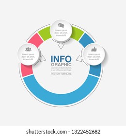 Vector infographic template for circular diagram, graph, presentation, chart, business concept with 3 options.
