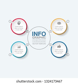 Vector infographic template for circular diagram, graph, presentation, chart, business concept with 4 options.