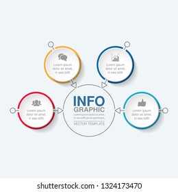 Vector infographic template for circular diagram, graph, presentation, chart, business concept with 4 options.
