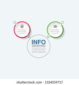 Vector infographic template for circular diagram, graph, presentation, chart, business concept with 2 options.